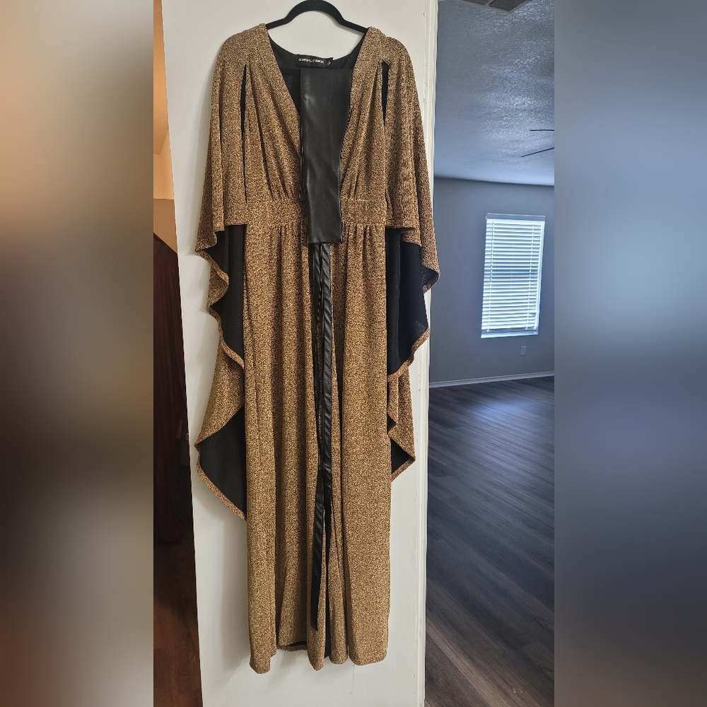 Gabrielle Union Gold Metallic Draped Women's Sweater Cardigan